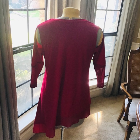 NWT Lior Red Long-sleeve Top with Shoulder Cut Out - Picture 7 of 9